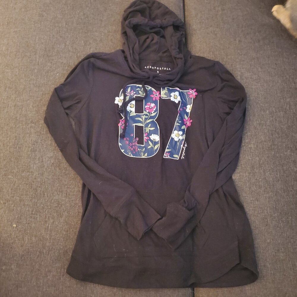 Aéropostle Purple Floral 87 Hoodie Size S.